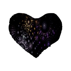 Fractal Patterns Dark Circles Standard 16  Premium Flano Heart Shape Cushions