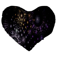 Fractal Patterns Dark Circles Large 19  Premium Flano Heart Shape Cushions