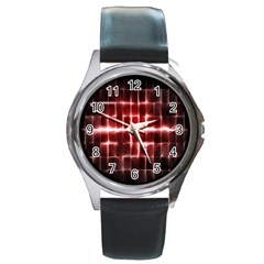 Electric Lines Pattern Round Metal Watch