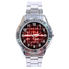 Electric Lines Pattern Stainless Steel Analogue Watch