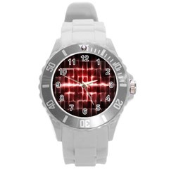 Electric Lines Pattern Round Plastic Sport Watch (l)