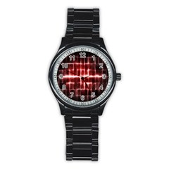 Electric Lines Pattern Stainless Steel Round Watch by Simbadda