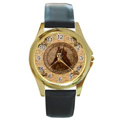 Count Vlad Dracula Round Gold Metal Watch