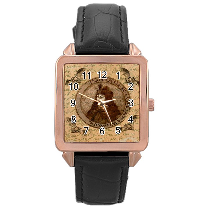 Count Vlad Dracula Rose Gold Leather Watch 