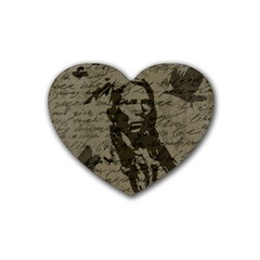 Indian Chief Rubber Coaster (heart)  by Valentinaart