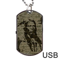 Indian Chief Dog Tag Usb Flash (one Side) by Valentinaart