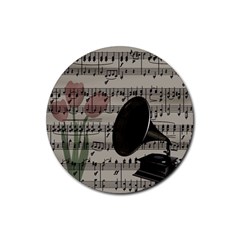 Vintage music design Rubber Coaster (Round) 