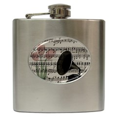 Vintage music design Hip Flask (6 oz)