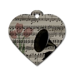 Vintage Music Design Dog Tag Heart (two Sides) by Valentinaart