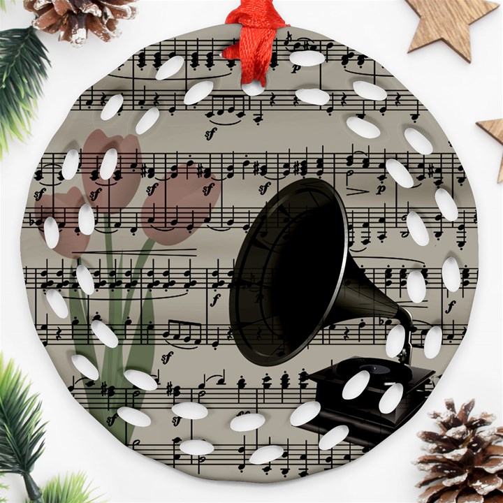 Vintage music design Ornament (Round Filigree)