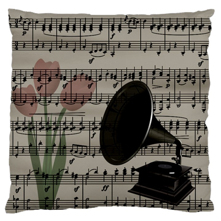 Vintage music design Large Flano Cushion Case (One Side)