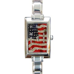 Vintage American Flag Rectangle Italian Charm Watch by Valentinaart