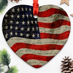 Vintage American Flag Ornament (heart)