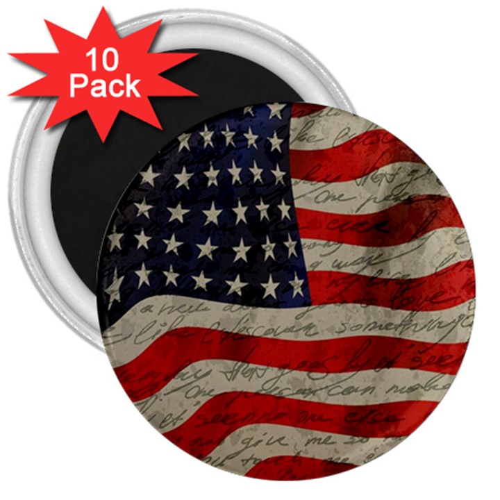 Vintage American flag 3  Magnets (10 pack) 