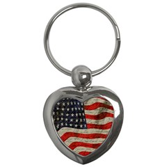 Vintage American Flag Key Chains (heart)  by Valentinaart