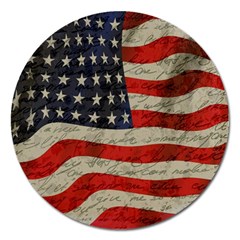 Vintage American Flag Magnet 5  (round) by Valentinaart