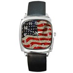 Vintage American flag Square Metal Watch Front