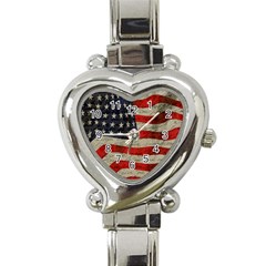 Vintage American Flag Heart Italian Charm Watch by Valentinaart