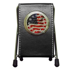 Vintage American Flag Pen Holder Desk Clocks by Valentinaart