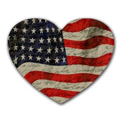 Vintage American Flag Heart Mousepads by Valentinaart