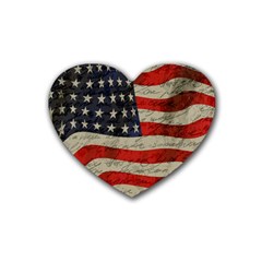 Vintage American Flag Heart Coaster (4 Pack) 