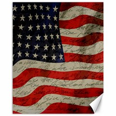 Vintage American Flag Canvas 11  X 14   by Valentinaart