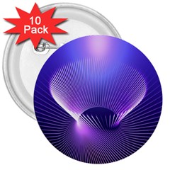 Abstract Fractal 3d Purple Artistic Pattern Line 3  Buttons (10 Pack) 