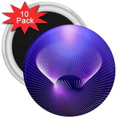 Abstract Fractal 3d Purple Artistic Pattern Line 3  Magnets (10 Pack) 