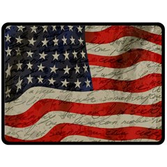 Vintage American Flag Fleece Blanket (large)  by Valentinaart