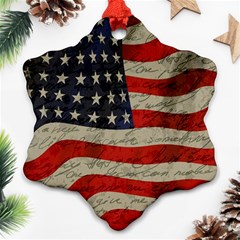 Vintage American Flag Snowflake Ornament (two Sides)