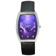 Abstract Fractal 3d Purple Artistic Pattern Line Barrel Style Metal Watch by Simbadda