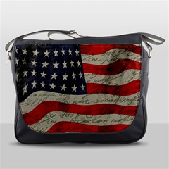 Vintage American Flag Messenger Bags by Valentinaart