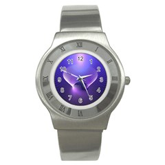 Abstract Fractal 3d Purple Artistic Pattern Line Stainless Steel Watch