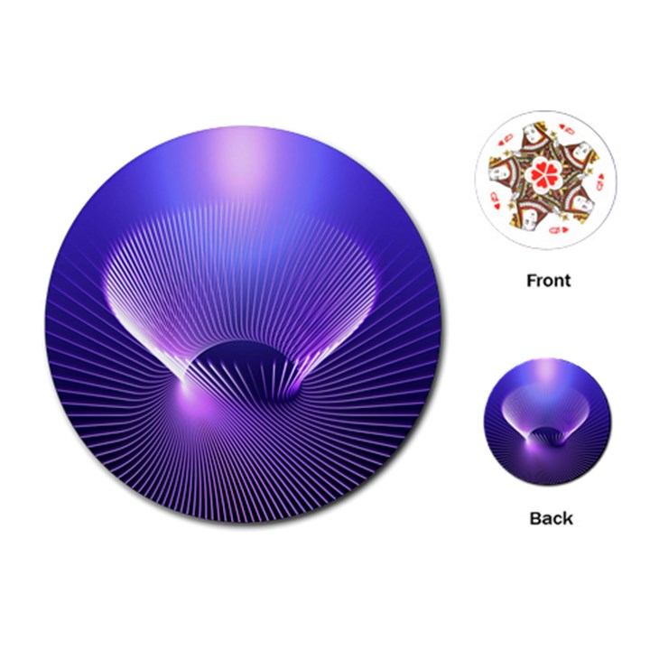 Abstract Fractal 3d Purple Artistic Pattern Line Playing Cards (Round) 