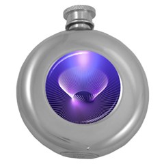 Abstract Fractal 3d Purple Artistic Pattern Line Round Hip Flask (5 Oz) by Simbadda