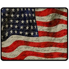 Vintage American Flag Double Sided Fleece Blanket (medium)  by Valentinaart