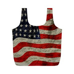 Vintage American Flag Full Print Recycle Bags (m)  by Valentinaart