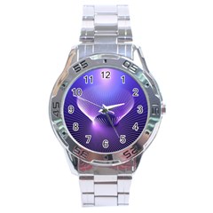 Abstract Fractal 3d Purple Artistic Pattern Line Stainless Steel Analogue Watch