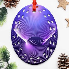 Abstract Fractal 3d Purple Artistic Pattern Line Oval Filigree Ornament (two Sides)