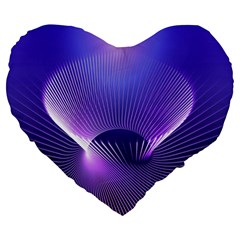 Abstract Fractal 3d Purple Artistic Pattern Line Large 19  Premium Heart Shape Cushions by Simbadda