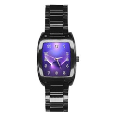 Abstract Fractal 3d Purple Artistic Pattern Line Stainless Steel Barrel Watch