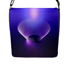 Abstract Fractal 3d Purple Artistic Pattern Line Flap Messenger Bag (l) 