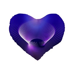 Abstract Fractal 3d Purple Artistic Pattern Line Standard 16  Premium Flano Heart Shape Cushions