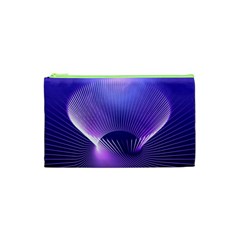 Abstract Fractal 3d Purple Artistic Pattern Line Cosmetic Bag (xs)