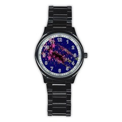 Stars Abstract Shine Spots Lines Stainless Steel Round Watch