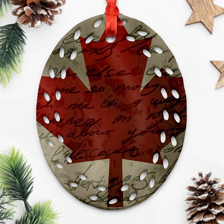 Canada flag Ornament (Oval Filigree)