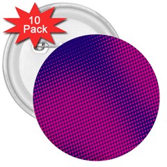 Retro Halftone Pink On Blue 3  Buttons (10 Pack) 