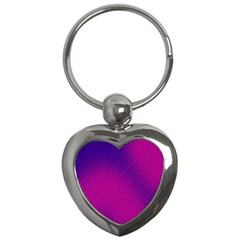 Retro Halftone Pink On Blue Key Chains (heart) 