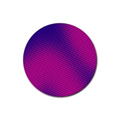 Retro Halftone Pink On Blue Rubber Coaster (round) 