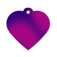 Retro Halftone Pink On Blue Dog Tag Heart (two Sides)